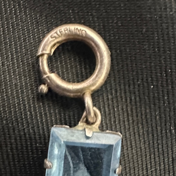 Vintage Sterling Link Bracelet w blue Topaz Gemstones - Picture 3 of 7